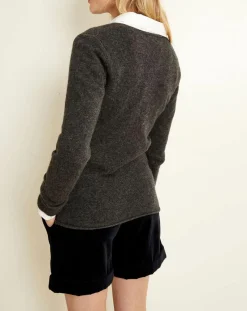 Pull 100% Cachemire col V Memphis anthracite-Uverny Clearance