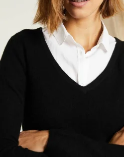 Pull 100% Cachemire col V noir-Miss Cashmere Best