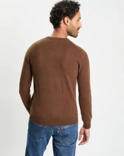 Homme Galeries Lafayette Pulls^Pull 100% Cachemire col V Uni Nachve marron