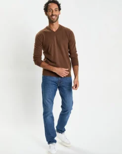 Homme Galeries Lafayette Pulls^Pull 100% Cachemire col V Uni Nachve marron