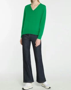 Femme Galeries Lafayette Pulls^Pull 100% Cachemire Col V Zocon vert emeraude