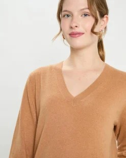 Pull 100% Cachemire Col V Zocon camel-Galeries Lafayette New