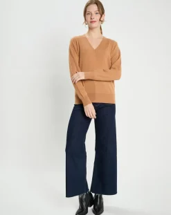 Pull 100% Cachemire Col V Zocon camel-Galeries Lafayette New