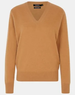 Pull 100% Cachemire Col V Zocon camel-Galeries Lafayette New