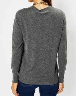 Femme Galeries Lafayette Pulls^Pull 100% Cachemire Fabri col rond gris foncé