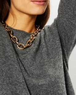 Femme Galeries Lafayette Pulls^Pull 100% Cachemire Fabri col rond gris foncé