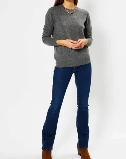 Femme Galeries Lafayette Pulls^Pull 100% Cachemire Fabri col rond gris foncé