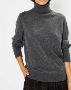 Femme Galeries Lafayette Pulls^Pull 100% Cachemire Fobra col roulé gris moyen