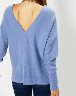Femme Galeries Lafayette Pulls^Pull 100% Cachemire Frani col V bleu lavande