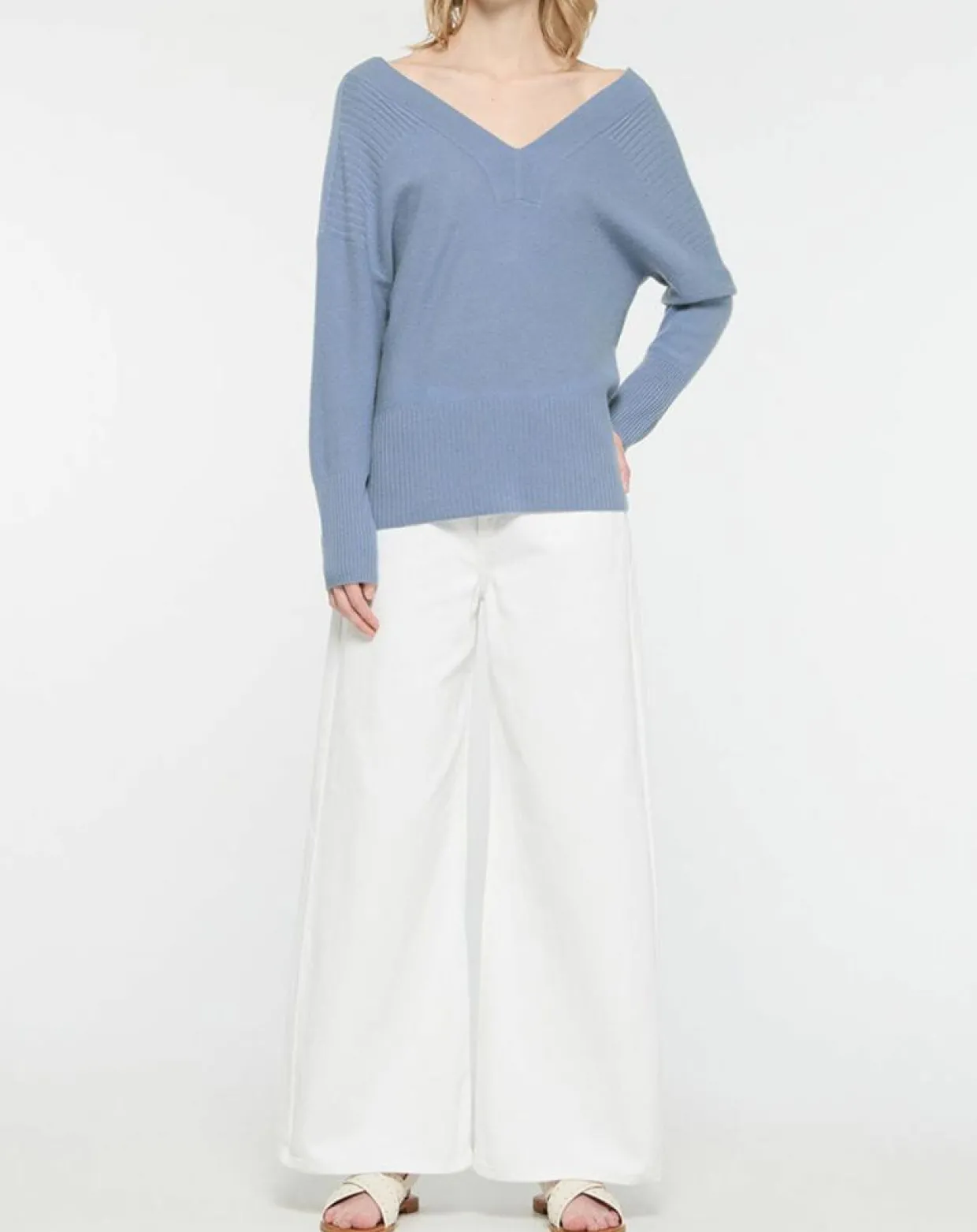 Femme Galeries Lafayette Pulls^Pull 100% Cachemire Frani col V bleu lavande