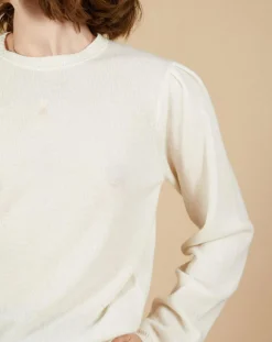 Pull 100% Cachemire Ines col rond tressé écru-Cashmere Tribu Hot