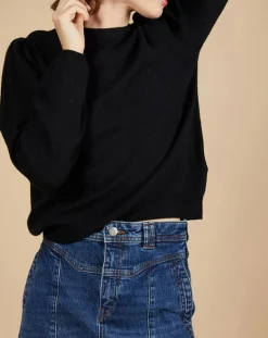 Femme Cashmere Tribu Pulls^Pull 100% Cachemire Ines col rond tressé noir