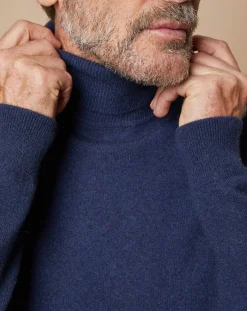Pull 100% Cachemire Jim col roulé bleu marine-Oscar et Louise Sale
