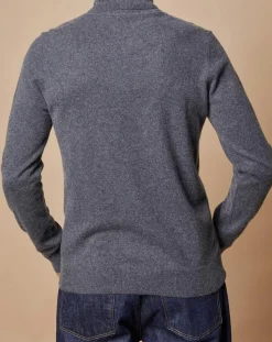 Homme Oscar et Louise Pulls^Pull 100% Cachemire Jim col roulé gris foncé