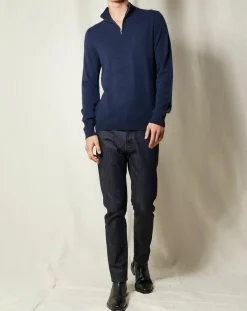 Pull 100% Cachemire Jules col camionneur bleu marine-Oscar et Louise