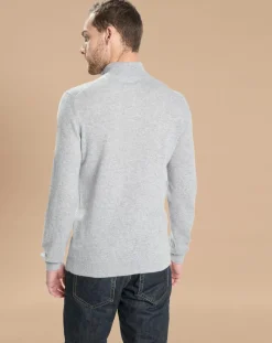 Homme Oscar et Louise Pulls^Pull 100% Cachemire Jules col camionneur gris clair