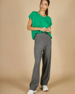 Pull 100% Cachemire Laurène manches courtes émeraude-Cashmere Tribu Hot