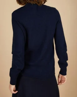 Femme Cashmere Tribu Pulls^Pull 100% Cachemire Louizon col rond 3 boutons épaule bleu nuit