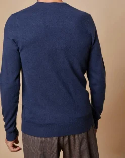 Homme Oscar et Louise Pulls^Pull 100% Cachemire Lucas col rond bleu marine
