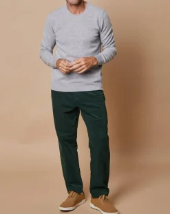 Homme Oscar et Louise Pulls^Pull 100% Cachemire Lucas col rond gris clair