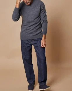 Homme Oscar et Louise Pulls^Pull 100% Cachemire Lucien col V gris foncé