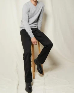 Homme Oscar et Louise Pulls^Pull 100% Cachemire Lucien col V gris clair
