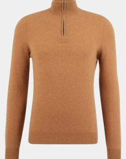 Homme Galeries Lafayette Pulls^Pull 100% Cachemire Machcam col zippé camel