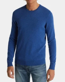 Homme Galeries Lafayette Pulls^Pull 100% Cachemire Machron col rond bleu