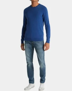 Homme Galeries Lafayette Pulls^Pull 100% Cachemire Machron col rond bleu