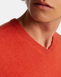 Homme Galeries Lafayette Pulls^Pull 100% Cachemire Machve col V orange