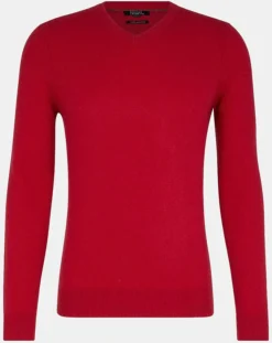 Homme Galeries Lafayette Pulls^Pull 100% Cachemire Machve col V rouge
