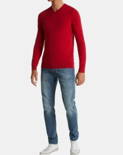 Homme Galeries Lafayette Pulls^Pull 100% Cachemire Machve col V rouge