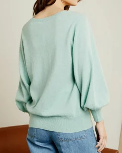 Femme Miss Cashmere Pulls^Pull 100% Cachemire Manches Ballon Angelina Col rond amande