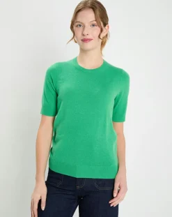 Femme Galeries Lafayette Pulls^Pull 100% Cachemire manches courtes Difi vert emeraude