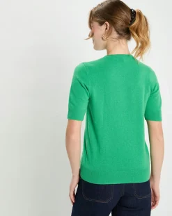 Femme Galeries Lafayette Pulls^Pull 100% Cachemire manches courtes Difi vert emeraude