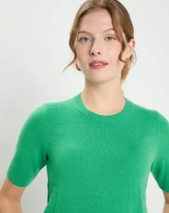 Femme Galeries Lafayette Pulls^Pull 100% Cachemire manches courtes Difi vert emeraude