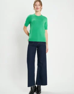 Femme Galeries Lafayette Pulls^Pull 100% Cachemire manches courtes Difi vert emeraude