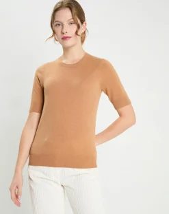 Femme Galeries Lafayette Pulls^Pull 100% Cachemire manches courtes Difi camel