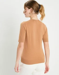 Femme Galeries Lafayette Pulls^Pull 100% Cachemire manches courtes Difi camel