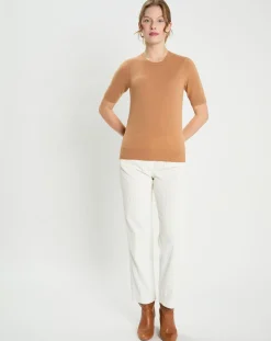 Femme Galeries Lafayette Pulls^Pull 100% Cachemire manches courtes Difi camel