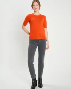 Pull 100% Cachemire manches courtes Difi orange-Galeries Lafayette Discount