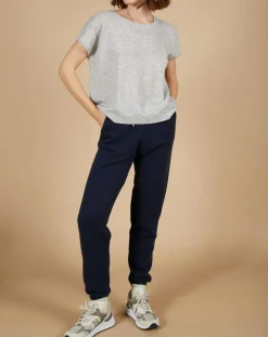 Femme Cashmere Tribu Pulls^Pull 100% Cachemire Marion à bandes au dos gris chiné