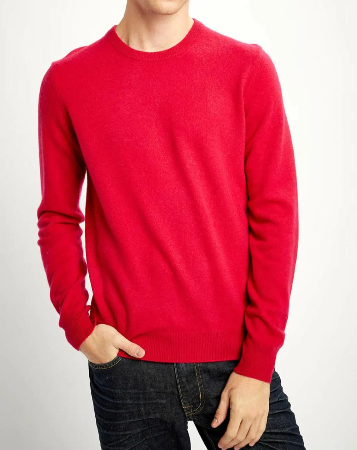 Homme Galeries Lafayette Pulls^Pull 100% Cachemire Nachron col ras du cou rouge clair