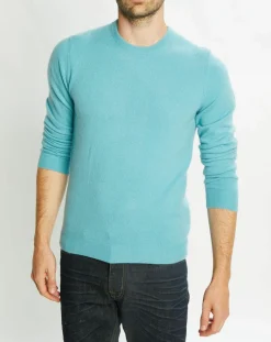 Homme Galeries Lafayette Pulls^Pull 100% Cachemire Nachron col ras du cou bleu