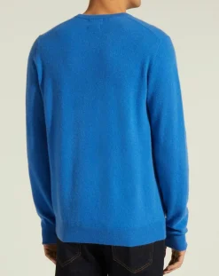 Homme Galeries Lafayette Pulls^Pull 100% Cachemire Nachron col rond bleu