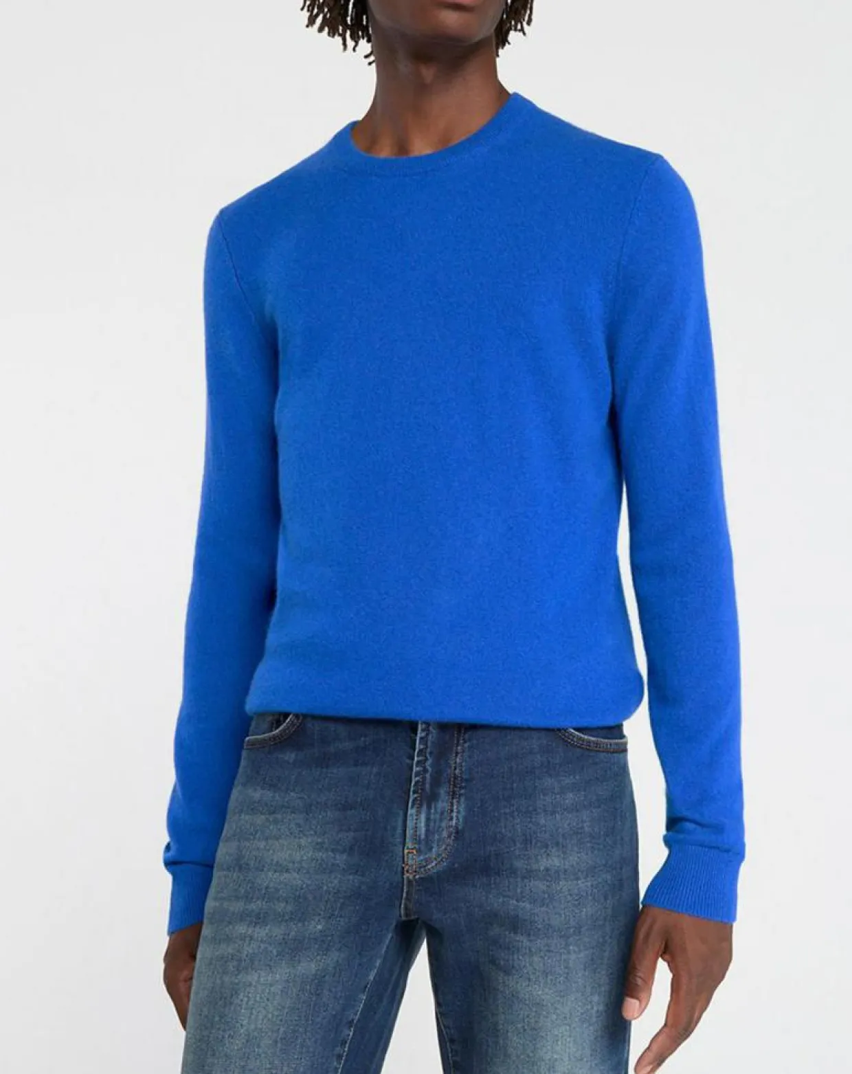 Pull 100% Cachemire Nachron col ras du cou bleu électrique-Galeries Lafayette Best