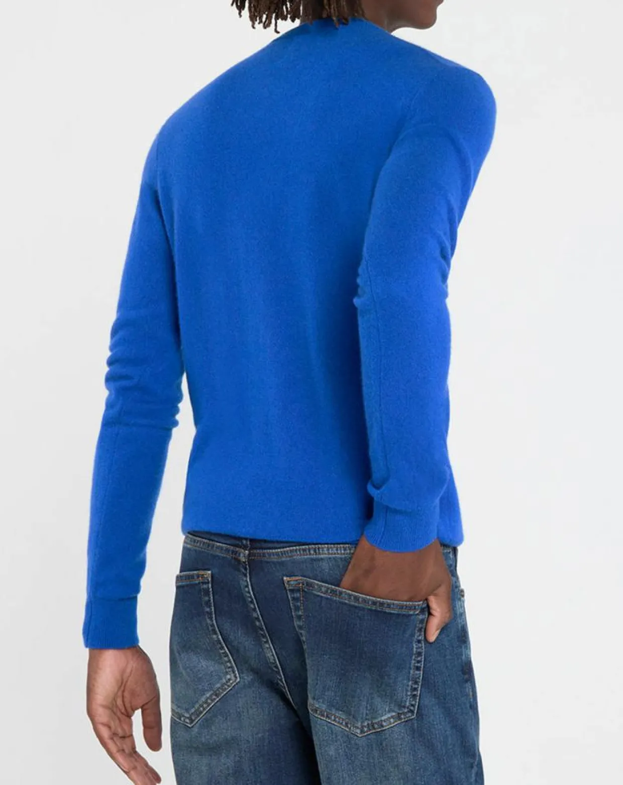 Pull 100% Cachemire Nachron col ras du cou bleu électrique-Galeries Lafayette Best
