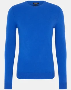 Pull 100% Cachemire Nachron col ras du cou bleu électrique-Galeries Lafayette Best