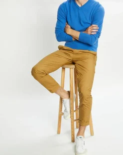 Pull 100% Cachemire Nachve col V bleu-Galeries Lafayette Discount