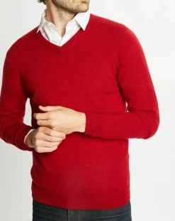 Pull 100% Cachemire Nachve col V rose foncé-Galeries Lafayette